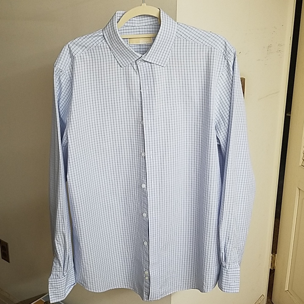 Michael Kors Mens Blue Dress Shirt (16.5, 34/35)
